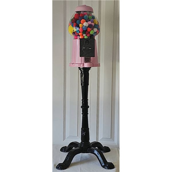 Continental Gum of Canada Pink Gumball Machine with Stand needs new glass