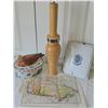 Image 1 : Decorative Duck Tureen, Vintage Canada Map, Peninsular Stove Tray, and Wood Grinder