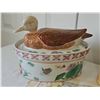 Image 2 : Decorative Duck Tureen, Vintage Canada Map, Peninsular Stove Tray, and Wood Grinder