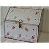 Image 2 : 1940s white metal bread box with pie keep and recipe pamphlet