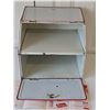 Image 7 : 1940s white metal bread box with pie keep and recipe pamphlet