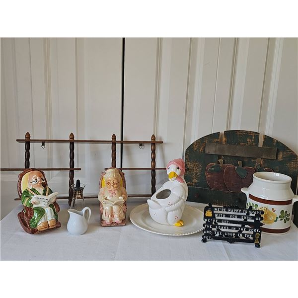 Decorative Ceramic and Wooden Kitchen Items Lot