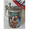 Image 2 : Beer Decor Lot: Corona Tray, Steins, Glass, Barrel, Polish Mug