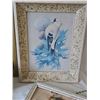 Image 3 : Lot: Framed Bird Art, China Mugs, Casablanca Book, Embroidered Linen