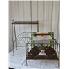 Image 1 : MCM 70S 80S Metal and Wood Magazine Rack and Side Table Set comes with sealed Alberta record