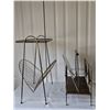 Image 5 : MCM 70S 80S Metal and Wood Magazine Rack and Side Table Set comes with sealed Alberta record