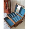 Image 5 : Vitntage blue velvet lined Wooden Jewelry Box and double door jewelry box by Gunther Mele
