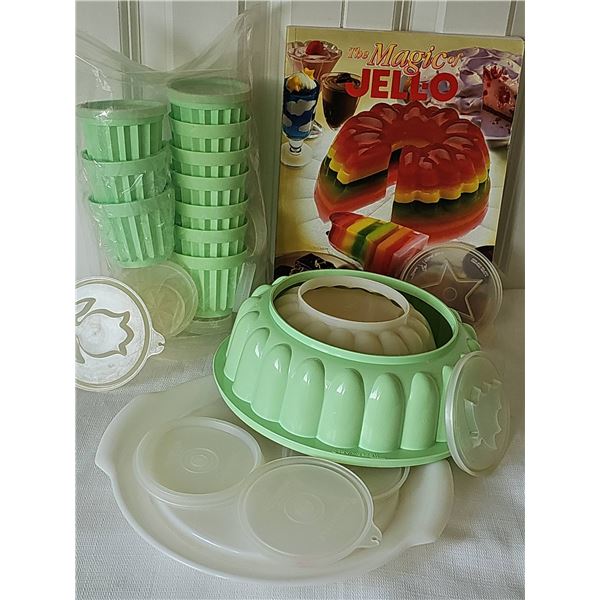 Tupperware Jello Mold Set with Cups and 'The Magic of Jello' Book