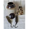 Image 7 : Stoneware Pickle Crock, Strawberry Pot, and Two Hanging Store Scales