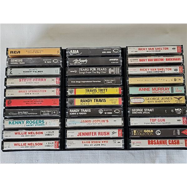 30 Vintage Pop, Rock, and Country Music Cassette Tapes