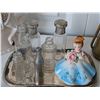 Image 2 : A Ladies Decor Lot: Ceramic Horse, Joesef Girl, Glass Bottles, Brass Jug