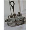 Image 6 : Pressed Glass Condiment Set With Silverplate Caddy and Crystal Decanter and pair of ashtrays