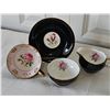 Image 1 : BLACK and Rose Adderley and Windsor Bone China Tea Trio and Creamer Set