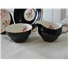 Image 2 : BLACK and Rose Adderley and Windsor Bone China Tea Trio and Creamer Set