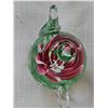 Image 3 : Glass Art Teapot Paperweight with Pink Flower Design