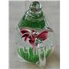 Image 4 : Glass Art Teapot Paperweight with Pink Flower Design