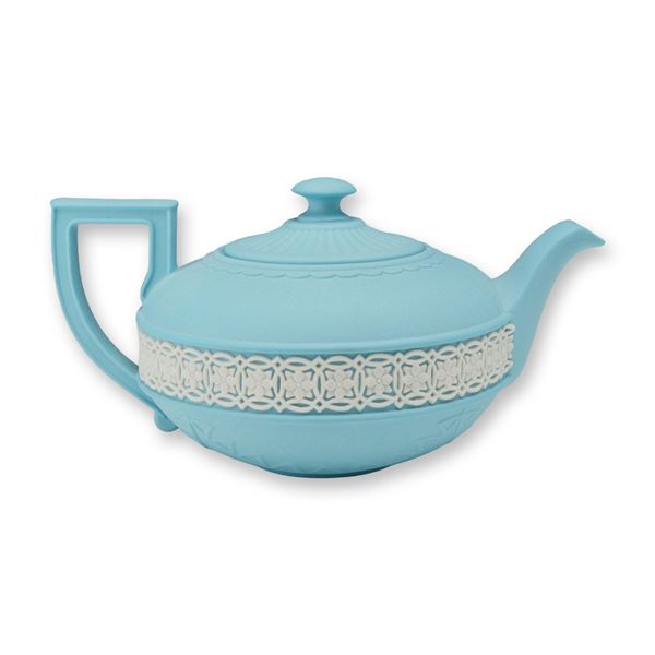 Wedgwood Pale Blue Jasperware Egyptian Collection Miniature Teapot with Lid
