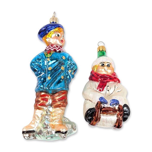 Two Christopher Radko Glass Christmas Ornaments Pair