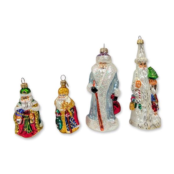 Set of Four Christopher Radko Santa Claus Ornaments