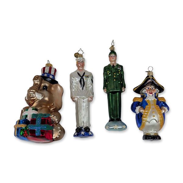 4pc Christopher Radko Glass Ornaments