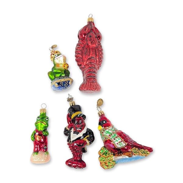 Collection of Five Christopher Radko Glass Christmas Ornaments
