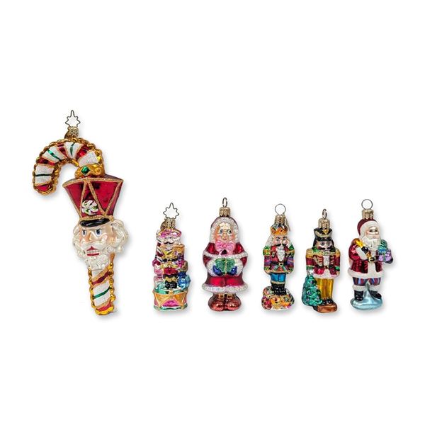 6pc Christopher Radko Glass Christmas Ornaments