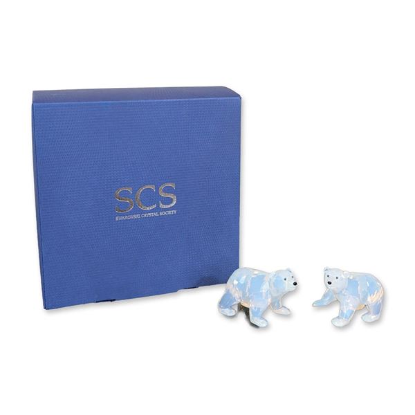 Swarovski SCS White Opal Crystal Polar Bear Cubs