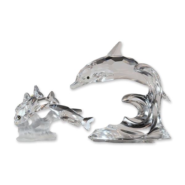 Two Swarovski Silver Crystal Aquatic Figurines