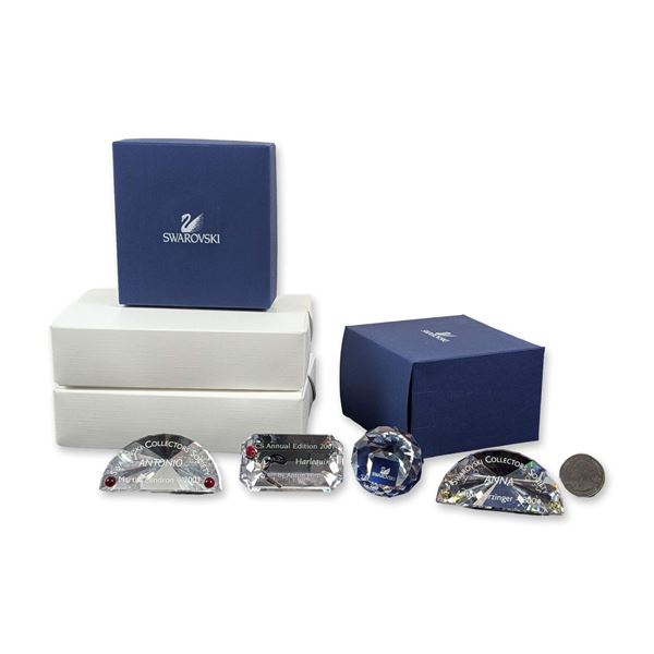4pc Swarovski Crystal SCS Plaques and Paperweight
