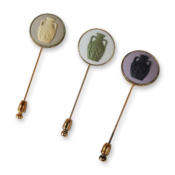 3pc Wedgwood Jasperware Classical Urn Stick Pins