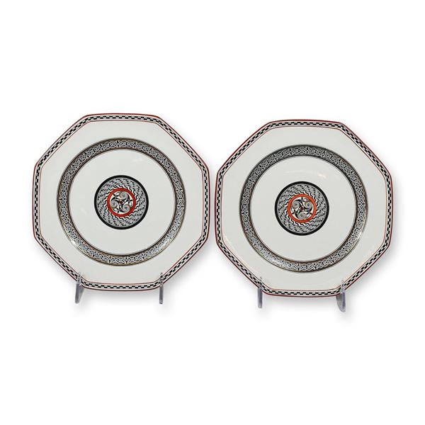 A Pair of Wedgwood Etruria Octagonal Celtic Revival Plates