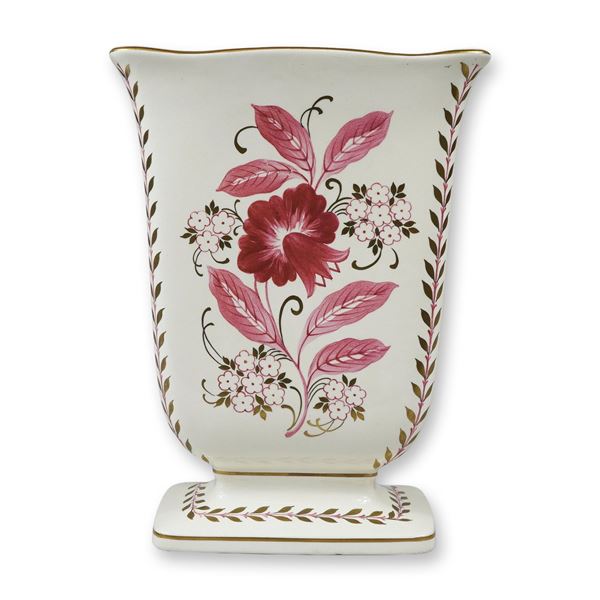 Wedgwood Queen's Ware Floral Fan Pedestal Vase
