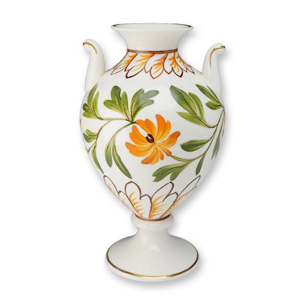 Hand-Painted Porcelain Footed Vase Signed M. Bradbury