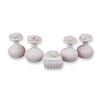 Image 1 : 5pc Pink and White Floral Porcelain Vanity Set including Perfume Bottles and a Trinket Box