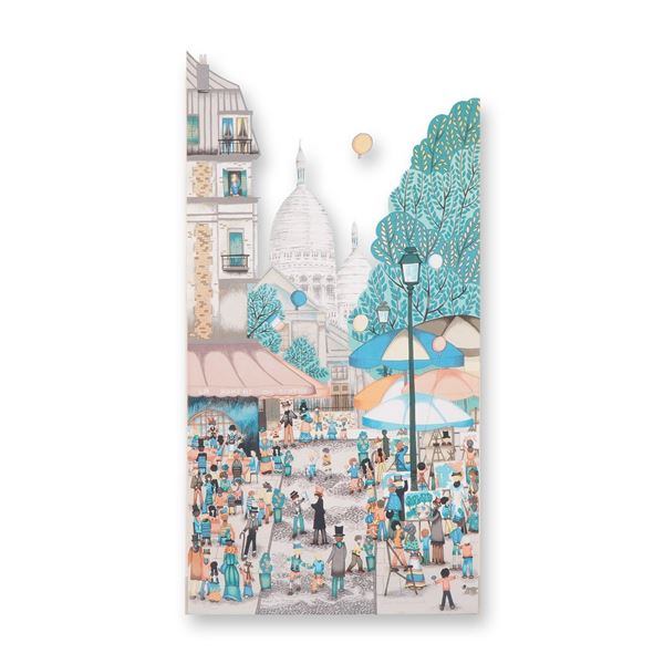 Fanch Ledan, Place du Tertre, Color Lithograph, Hand-signed