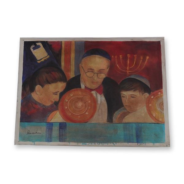 Jose Francisco Rodriguez, Oil on Canvas, Jewish Religious Study, Signed