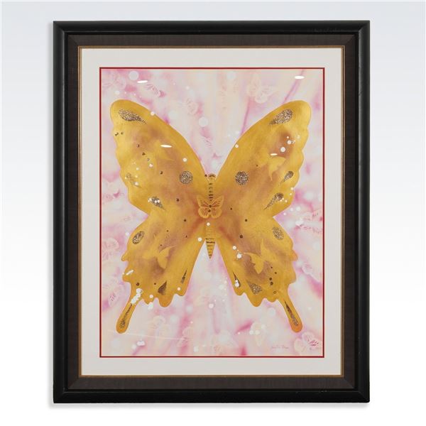 Sebastian Bispo Multimedia on Paper Painting of Butterflies