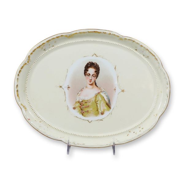 German Porcelain Queen Louise Portrait Dresser Tray