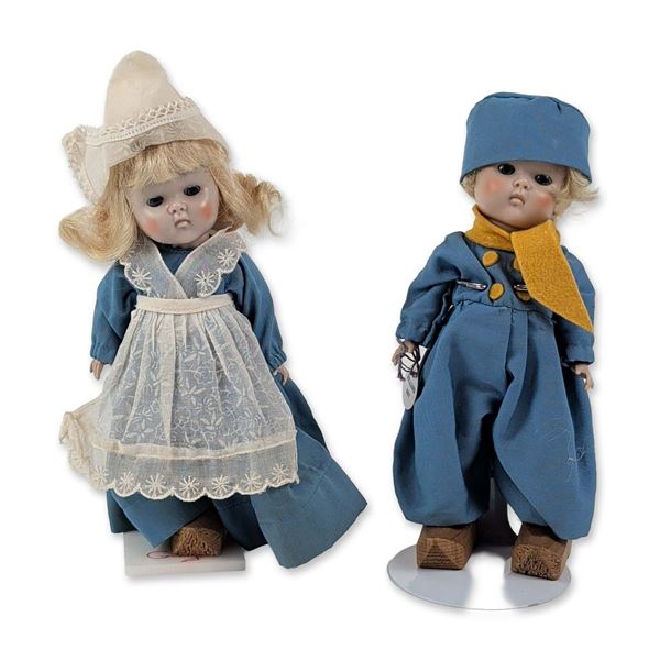 Pair of Vintage Finny Faraway Lands Dutch Character Dolls in Folk Costume