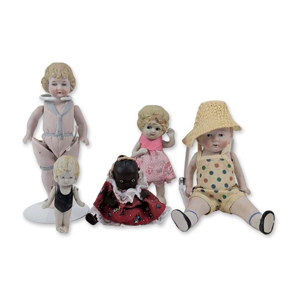 5pc Early 20th Century Jointed Dolls