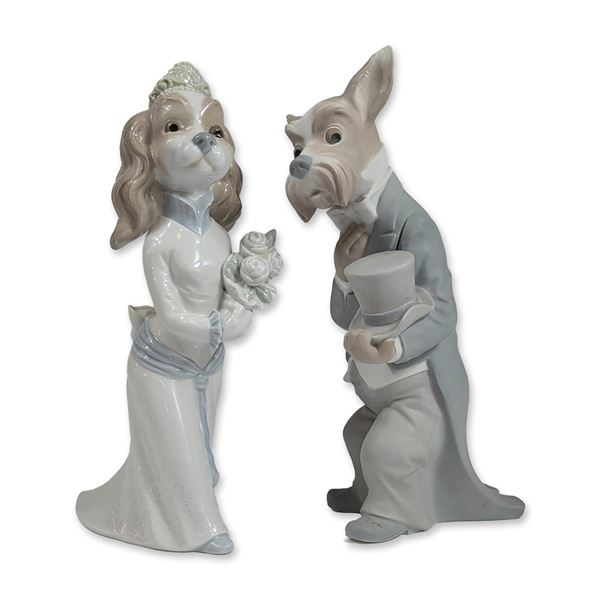 2pc Nao Porcelain Wedding Dog Figurines