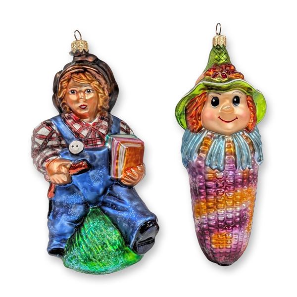 Two Christopher Radko Glass Harvest Ornaments