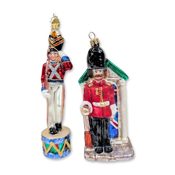 2pc Christopher Radko Glass British Soldier Ornaments