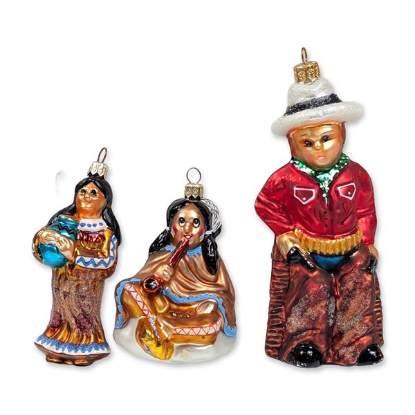 Three Christopher Radko Southwestern Glass Ornaments