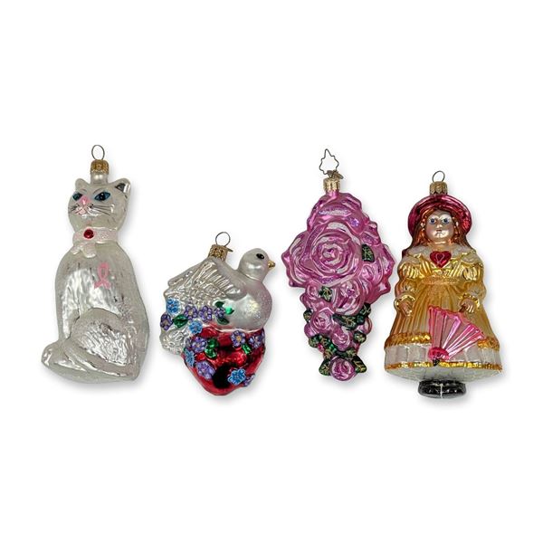 4pc Christopher Radko Glass Ornaments