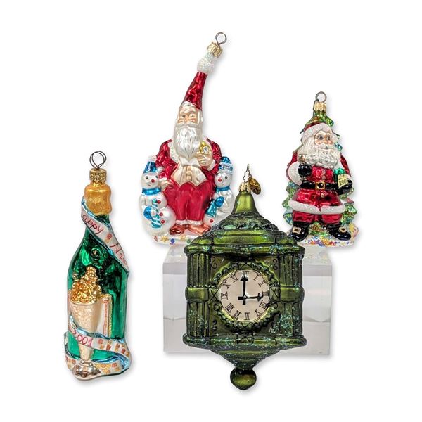 4pc Christopher Radko Glass Ornaments