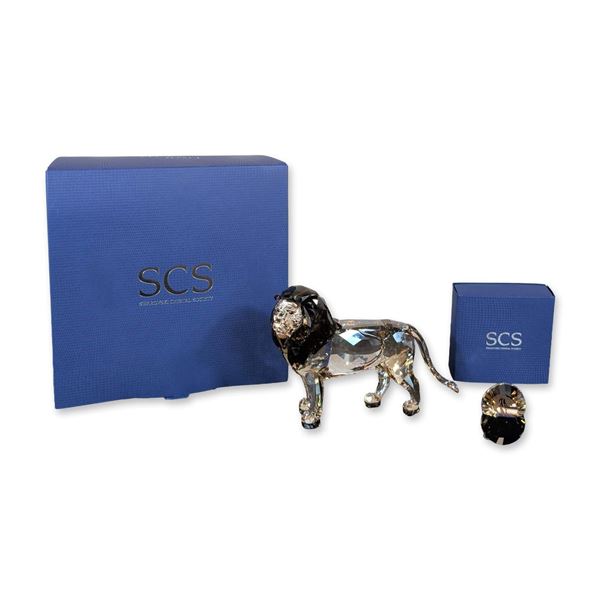 2pc Swarovski SCS 2016 Annual Edition Crystal Lion Akili with Plaque