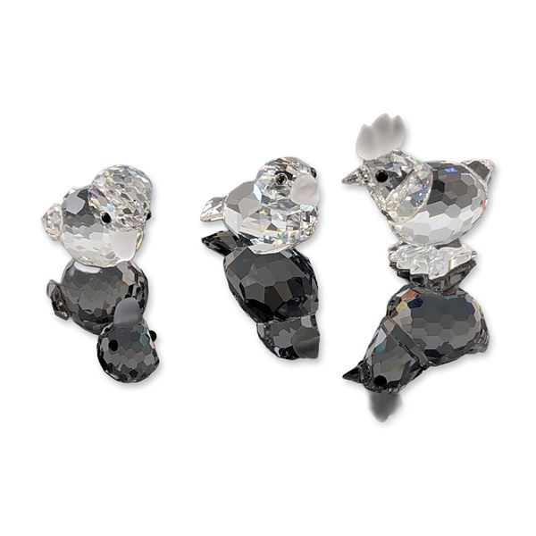 3pc Swarovski Silver Crystal Bird Figurines