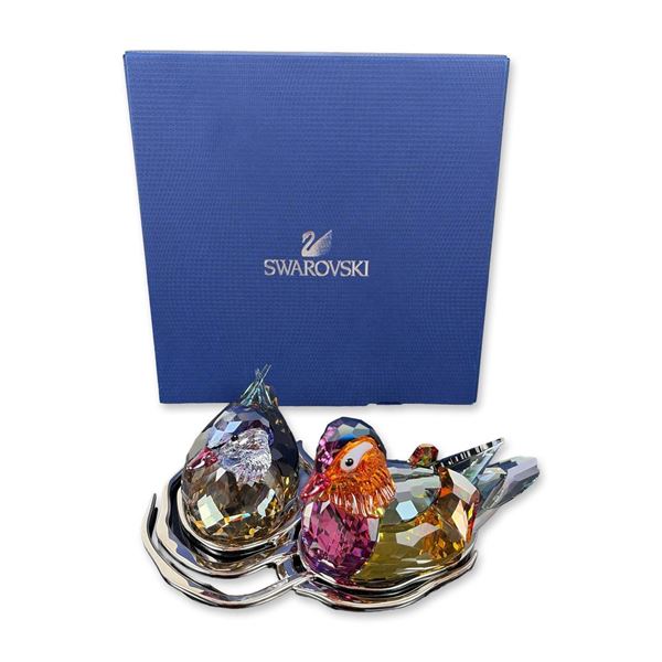 Swarovski Crystal Mandarin Ducks Figurine with Base