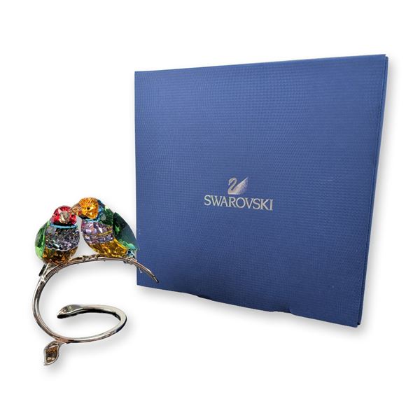 Swarovski Crystal Paradise Birds Figurine, Gouldian Finches Peridot